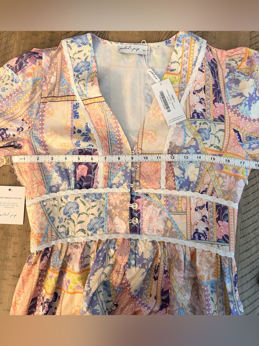 NWT Petal & Pup Ariella Maxi Dress Medium Patchwork Boho Cottagecore Floral - Picture 6 of 7